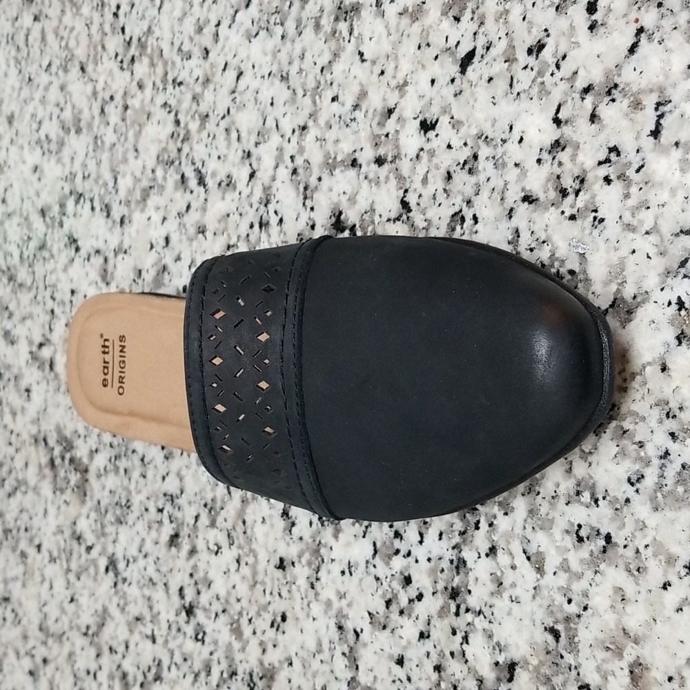 EARTH ORGINS NUBUCK LEATHER SLIDES/MULES, BLK W10 - Picture 5 of 5